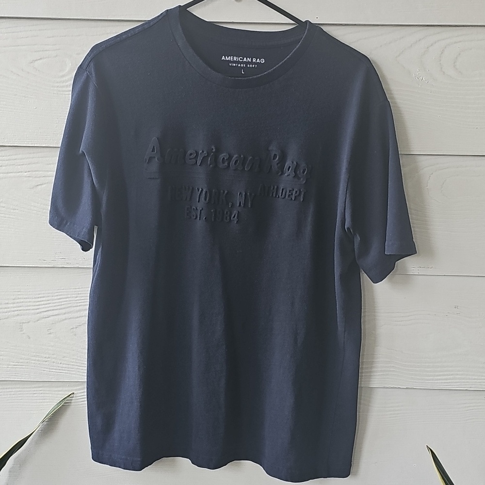 American Rag Vintage Soft Embroidered Crewneck Tee - Navy Blue